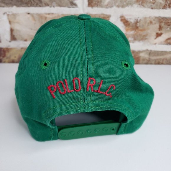 Vintage 1990’s POLO Ralph Lauren RLC Made in USA Green Red Pony Sport Snapback - Picture 4 of 10